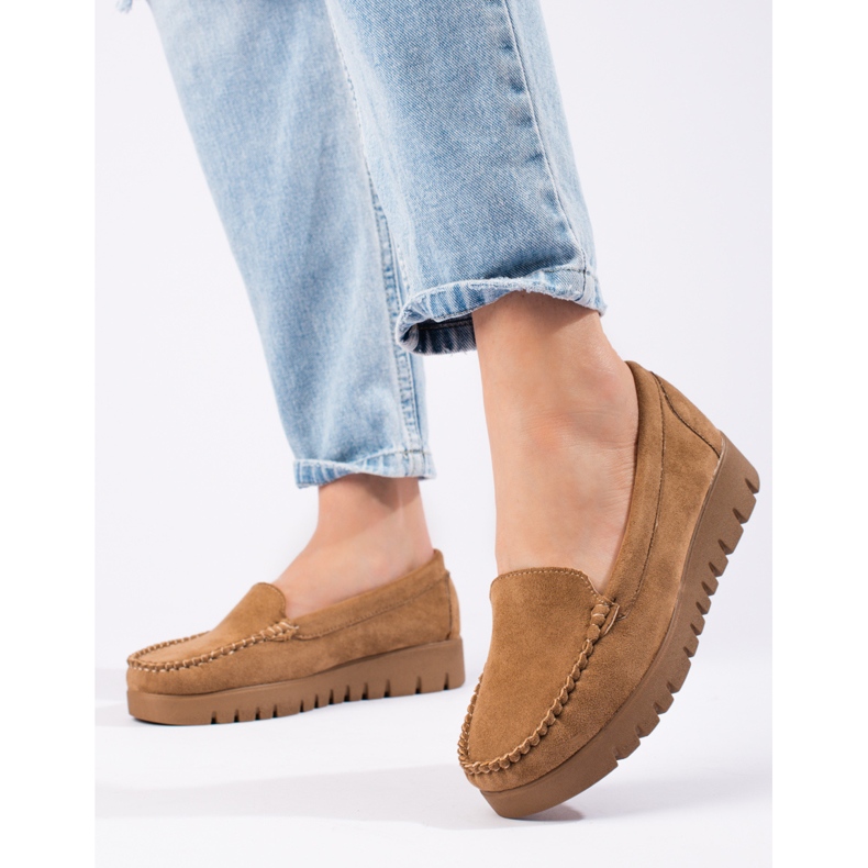 W. Potocki Natikače od bež antilop mokasina s debelim potplatom iz Potockija 1