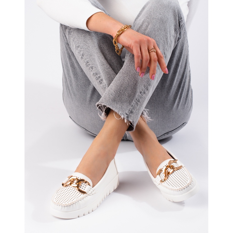 W. Potocki Mokasine na debelom potplatu s lancem Potocki bijele boje bijela 2