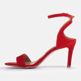 Marco Shoes Elegantne sandale od prirodnog antilopa crvena 1