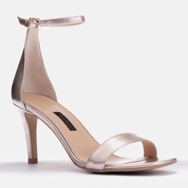 Marco Shoes Elegantne sandale od kože zlatna 3