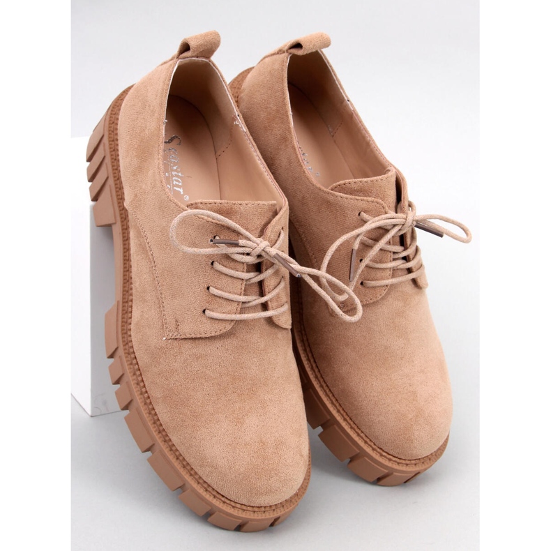 BM Amparo kaki natikače s platformom od brušene kože bež 2