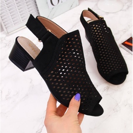 Ženske ažur sandale crne Sabatina DM19-27 crna 2