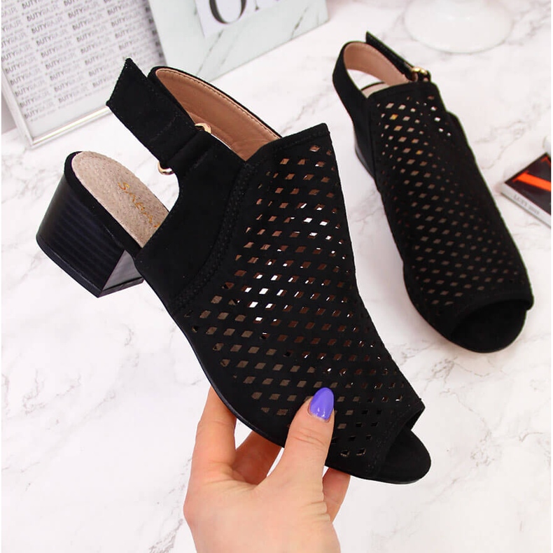 Ženske ažur sandale crne Sabatina DM19-27 crno 2