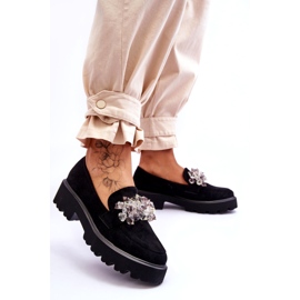 FB2 Ženske ukrašene mokasine s platformom crne Brenda crno 2