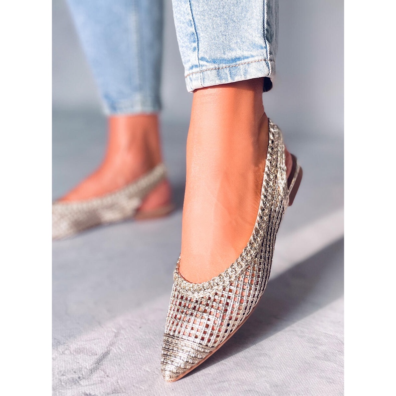 Seastar Grazia zlatne ažur balerinke s otvorenom petom zlatna 2