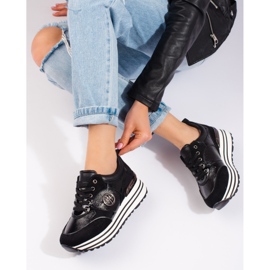 W. Potocki Ženske crne tenisice na wedge Potocki crno 1