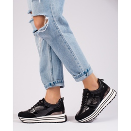 W. Potocki Ženske crne tenisice na wedge Potocki crno 2