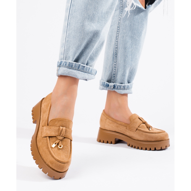 Smeđe ženske mokasinke s debelim potplatom iz Sheloveta smeđa 1