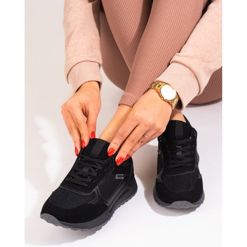 Ženske Shelovet tenisice od crne brušene kože crna 2