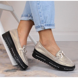 Kožne udobne ažurne natikače zlatne S.Barski LR27750 zlatna 1