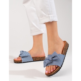 Ženske papuče na pruge bijelo plave Vinceza plava 1