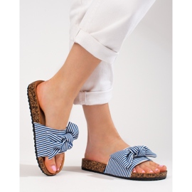 Ženske papuče na pruge bijelo plave Vinceza plava 2