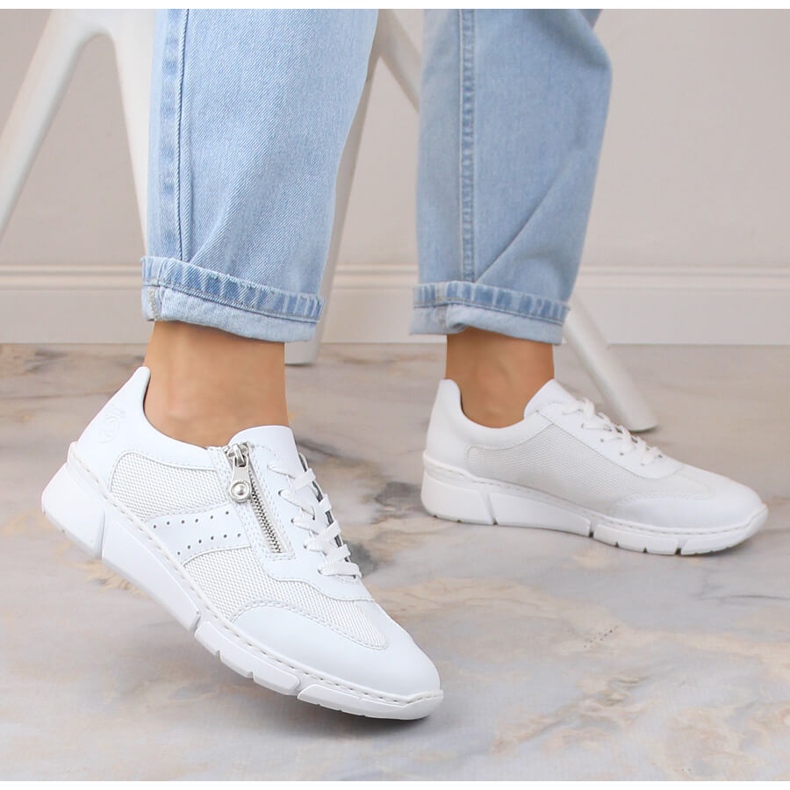 Udobne ženske sportske cipele bijele boje Rieker M0100-80 bijela 2