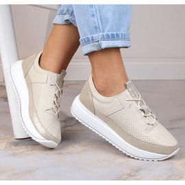 Ženske kožne sportske cipele na bež platformu Artiker 52C1384 1