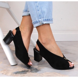 M. DASZYŃSKI Ženske crne natikače od brušene kože M.Daszyński SA169-6 crna 1