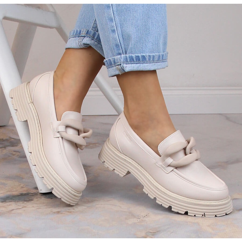 Big Star visoke pete i mokasine s platformom s lancem bež boje LL274581 1