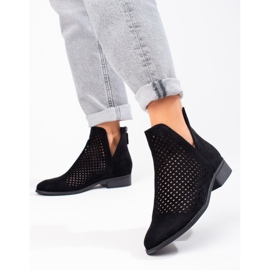 W. Potocki Ženske proljetne otvorene čizme Potocki crne antilop kože crna 1