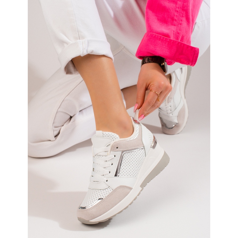 Shelovet ženske bijele tenisice na wedge bijela 1