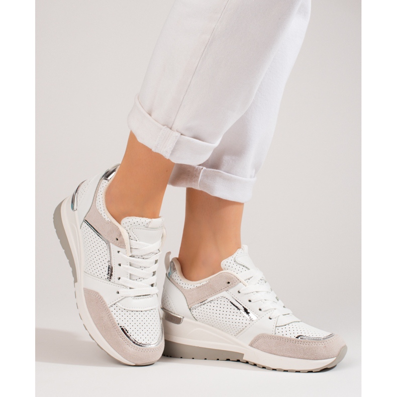 Shelovet ženske bijele tenisice na wedge bijela 2