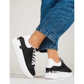 Ženske sportske cipele na visoku platformu crno-bijele Shelovet 1
