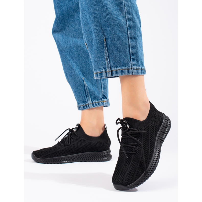 Lagane tekstilne ženske sportske cipele Shelovet crne crno 2