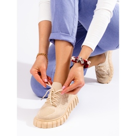 Ženske sportske cipele Shelovet od tkanine bež boje 1