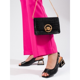 Vinceza Crne sandale s niskom ukrasnom petom iz Vinceze crno 1