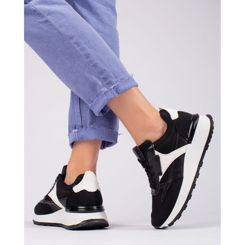 Ženske crne sportske cipele Shelovet s visokom platformom crno 2