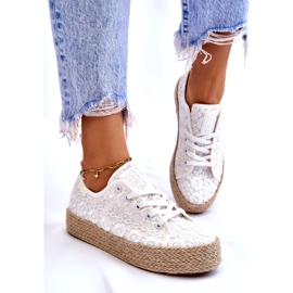 Big Star Ženske tenisice s platformom s velikim zvijezdama LL274199 Bijele bijela 2