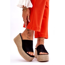 FS1 Ženske papuče s platformom crne Ysabel crno 2