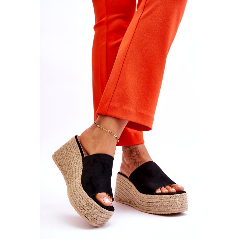 FS1 Ženske papuče s platformom crne Ysabel crno 3