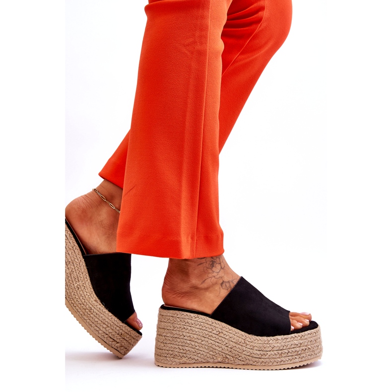 FS1 Ženske papuče s platformom crne Ysabel crno 4