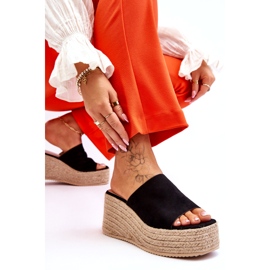 FS1 Ženske papuče s platformom crne Ysabel crna 5