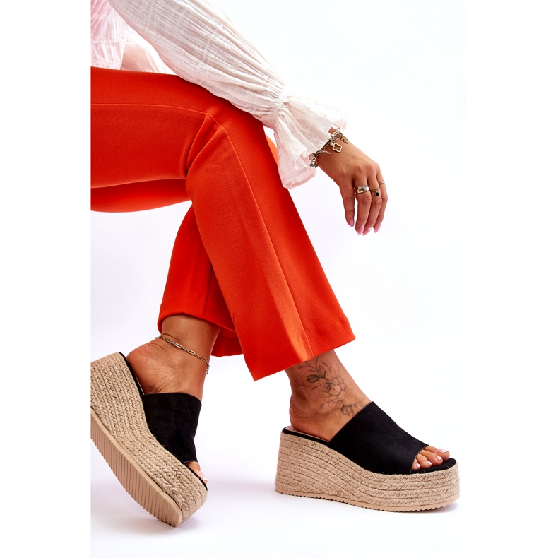 FS1 Ženske papuče s platformom crne Ysabel crna 7