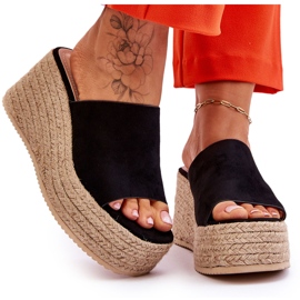 FS1 Ženske papuče s platformom crne Ysabel crna 8