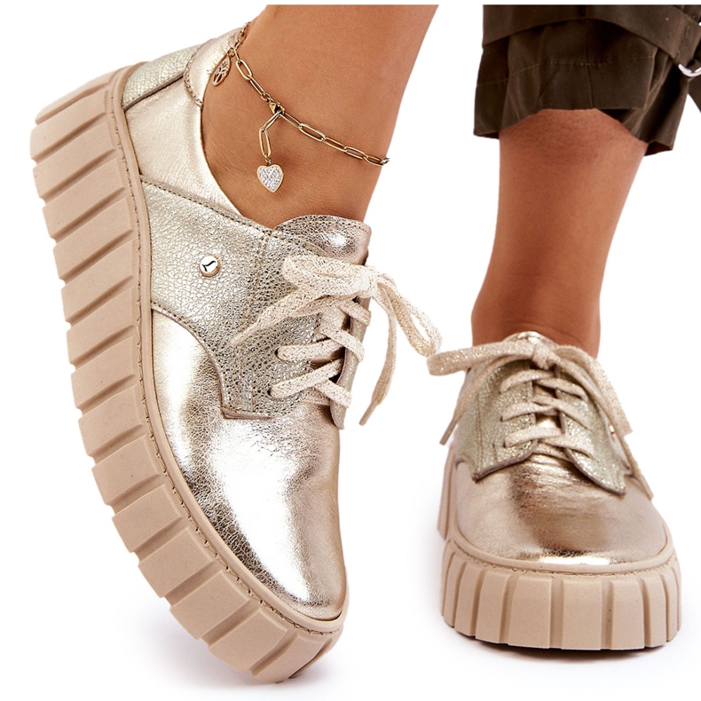 Lemar Kožne cipele s platformom, zlatne zlatni 4