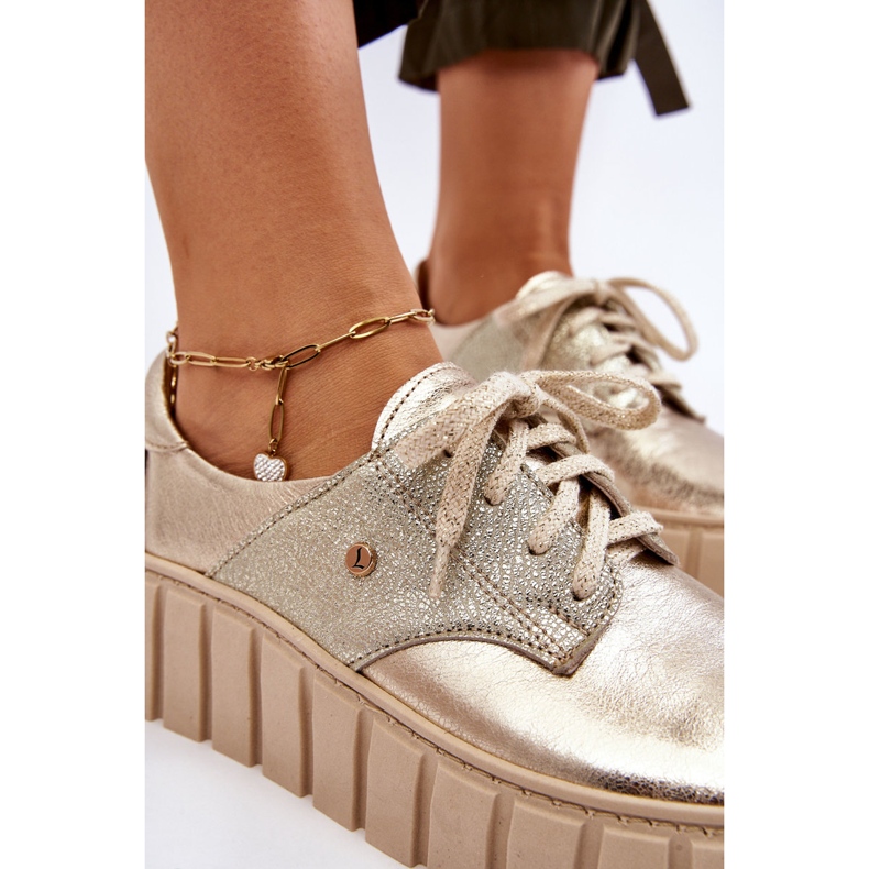 Lemar Kožne cipele s platformom, zlatne zlatni 2