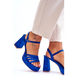 FB2 Ženske sandale s platformom od antilop plave boje Verda plava 3