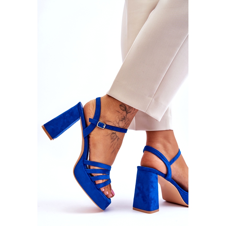 FB2 Ženske sandale s platformom od antilop plave boje Verda plava 4