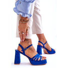 FB2 Ženske sandale s platformom od antilop plave boje Verda plava 6