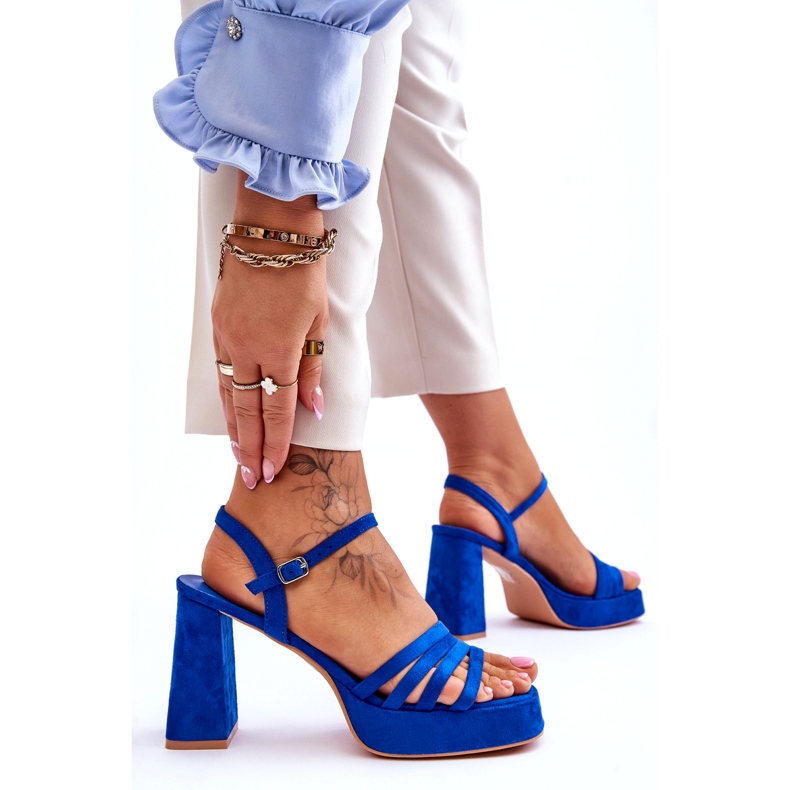 FB2 Ženske sandale s platformom od antilop plave boje Verda plava 6