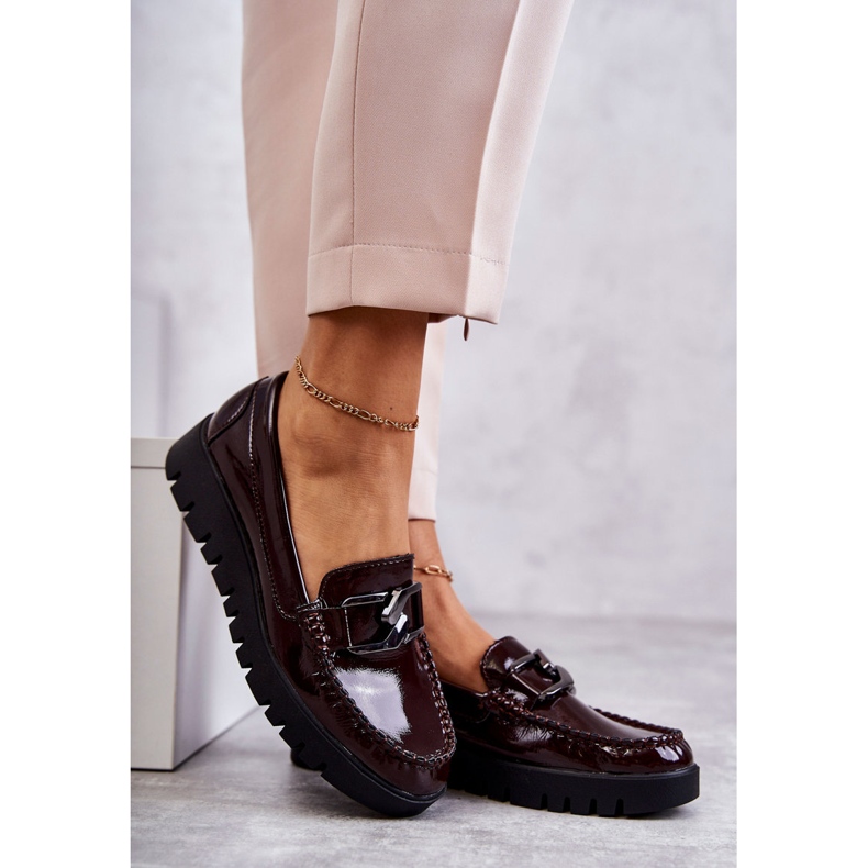 Sergio Leone Lakirane mokasine na bordo Kjersti platformi crvena 3