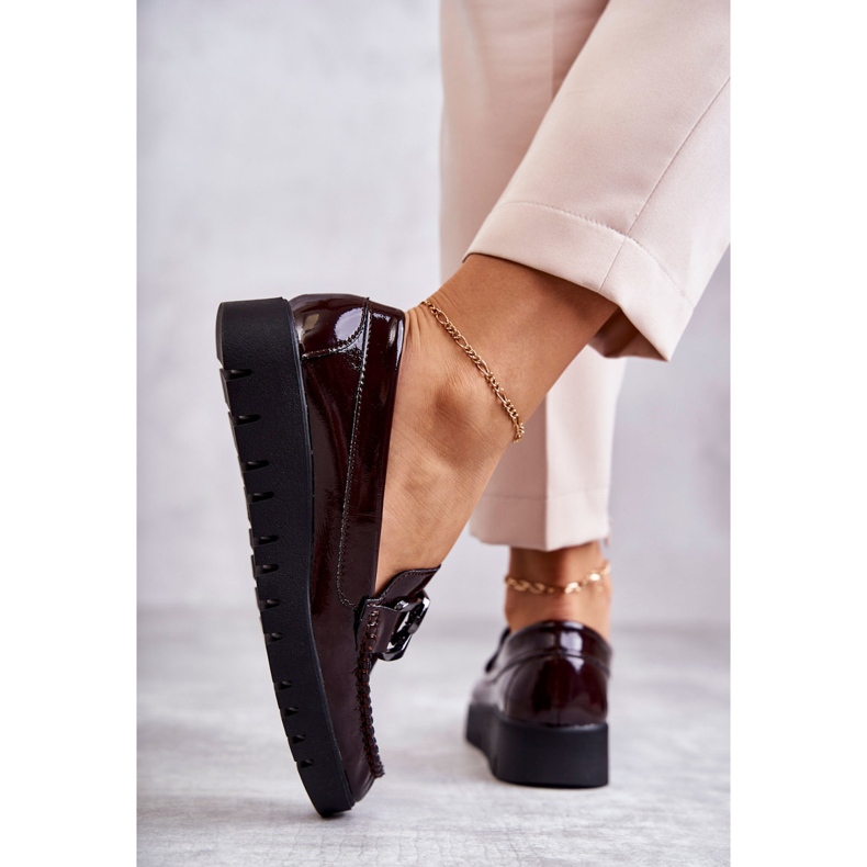 Sergio Leone Lakirane mokasine na bordo Kjersti platformi crvena 5