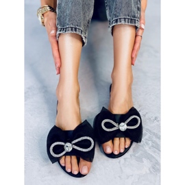 BM Monique crne papuče s mašnom crno 2