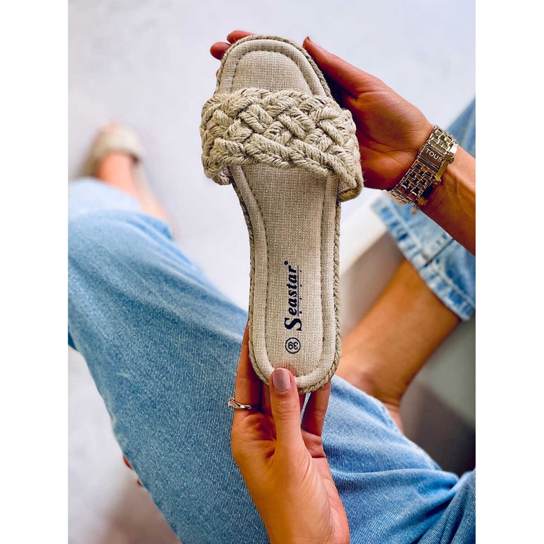 BM Erika Beige ženske nanizane papuče bež 2