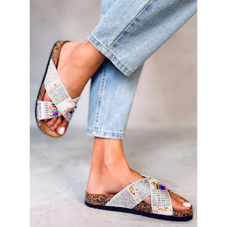 BM Rezai tobogani od pluta s bijelim perlama bijela 1