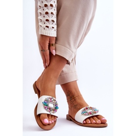 PE1 Modne ženske sandale s ukrasom White Halsey bijela 2