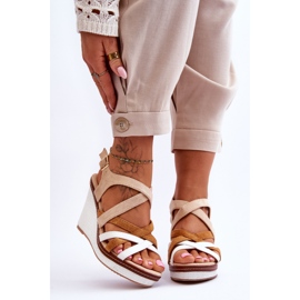 Sandale na klin s bež prugama Ellen 1