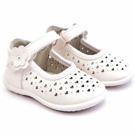 PA1 Dječje visoke ažur balerinke s čičakom White Jianna bijela 1