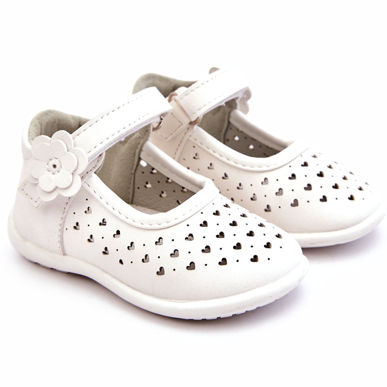 PA1 Dječje visoke ažur balerinke s čičakom White Jianna bijela 1